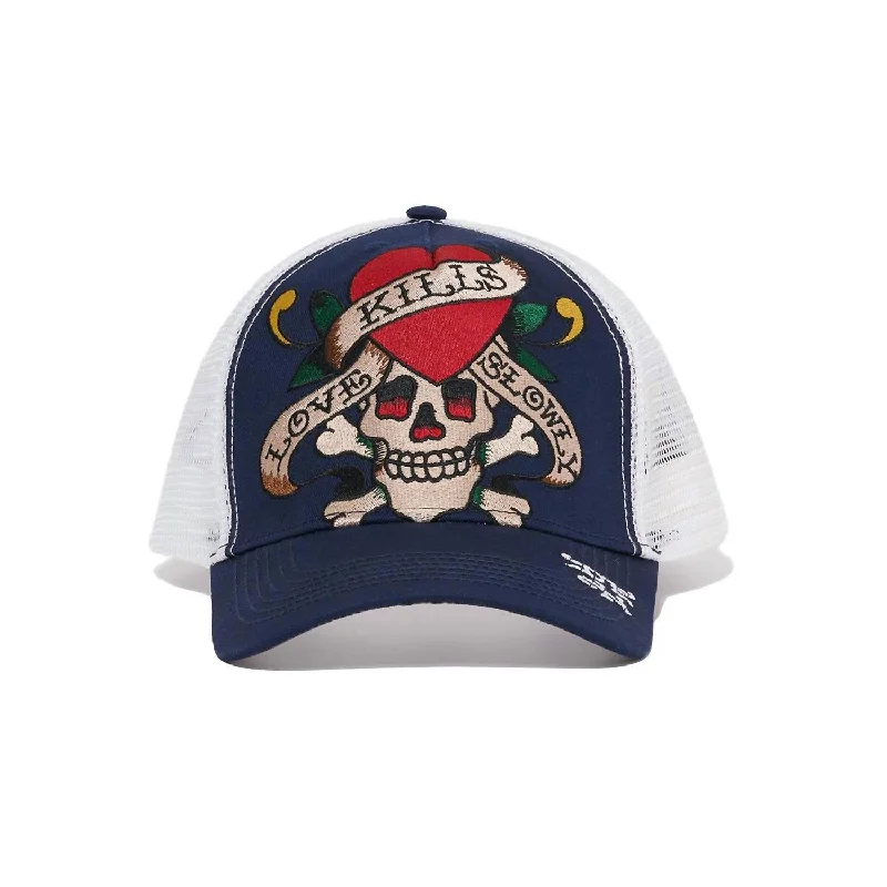 Heart Skull Hat In Navy