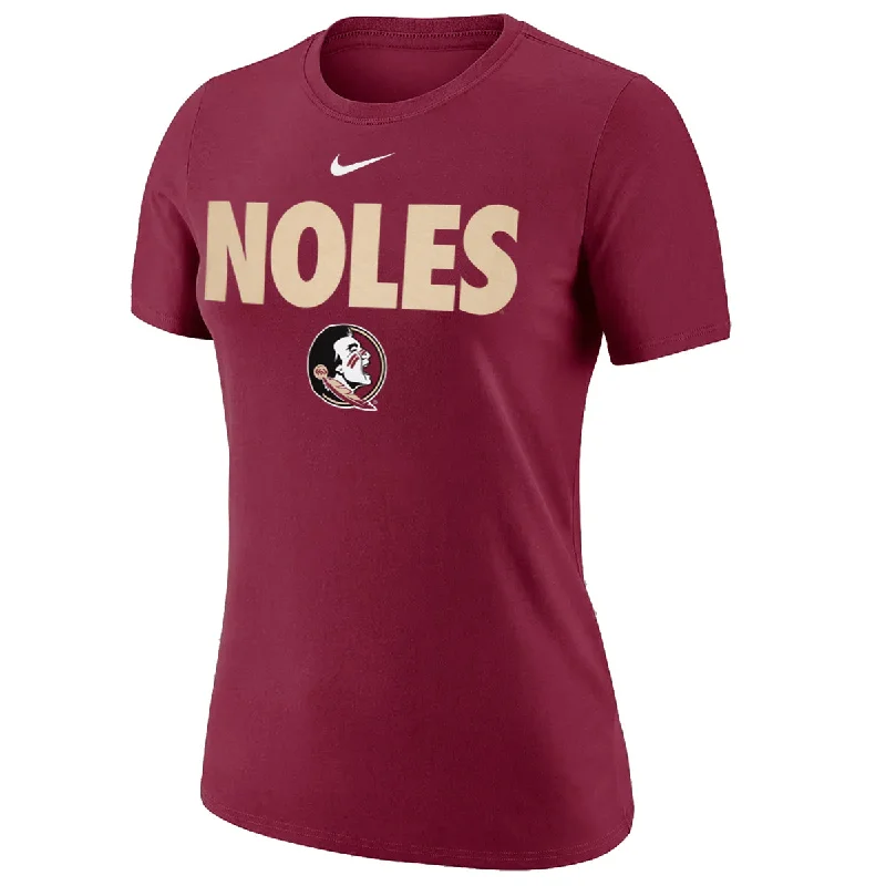 Nike Women's Noles/Seminole Logo Design Cotton Short Sleeve T-shirt - Garnet