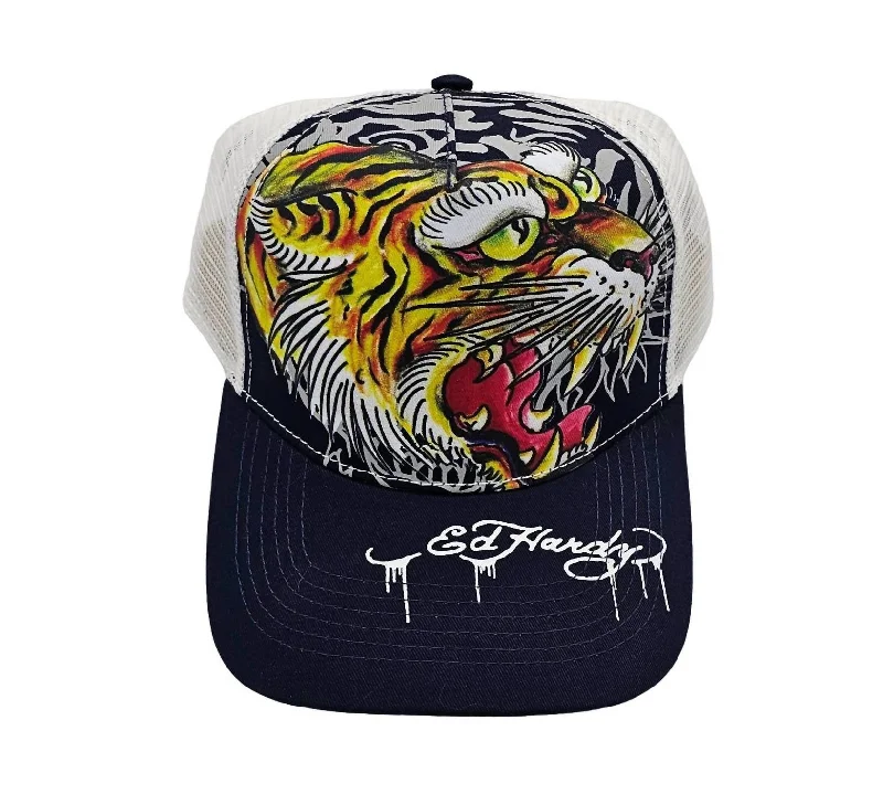 Screaming Tiger Hat In Navy/white