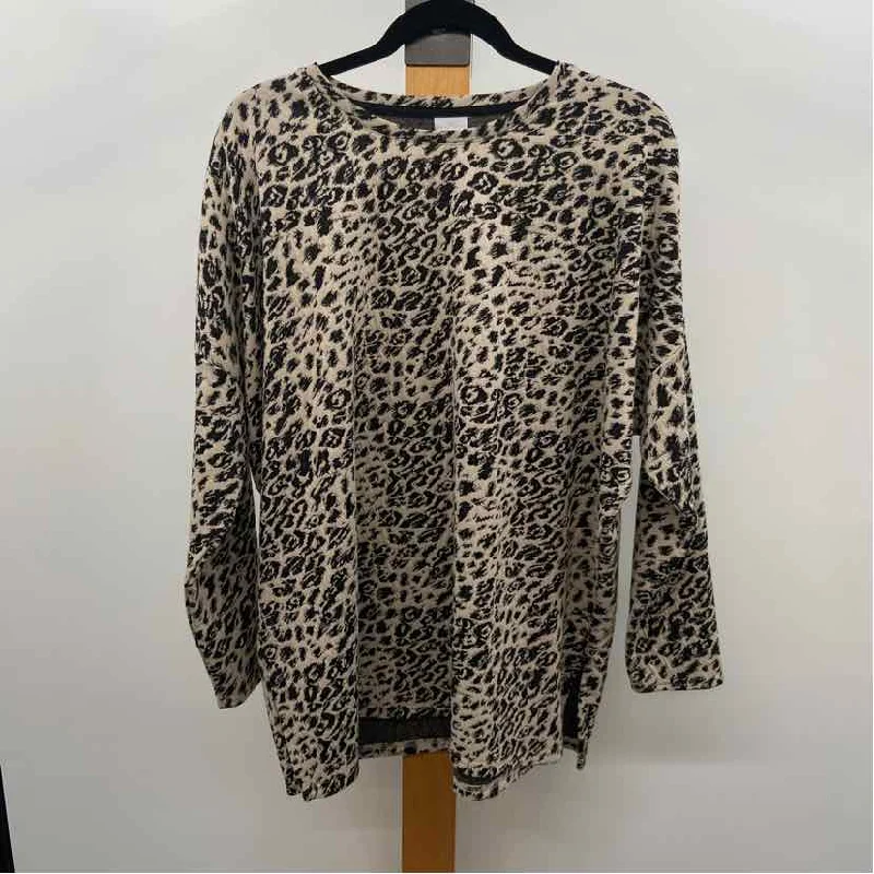 Chicos Women's Size L Black Animal Print Long Sleeve Shirt