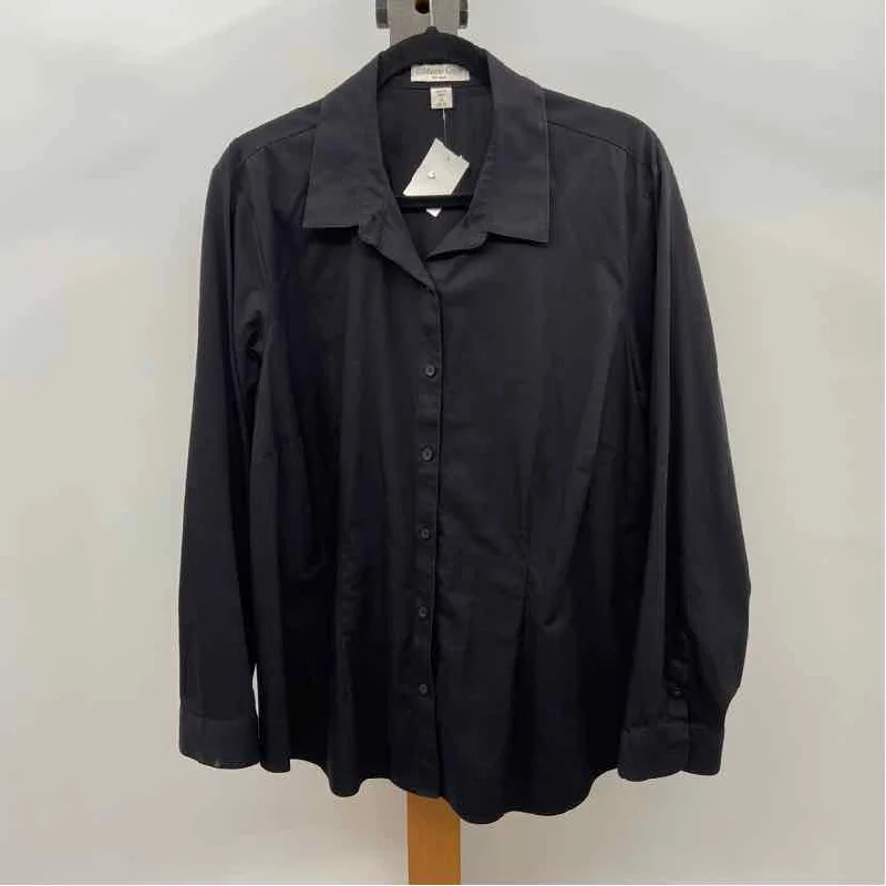 Coldwater Creek Women's Size 2X Black Solid Long Sleeve Shirt