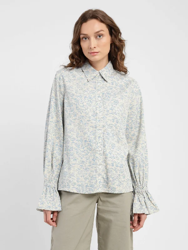 Women's Solid Spread Collar Shirt