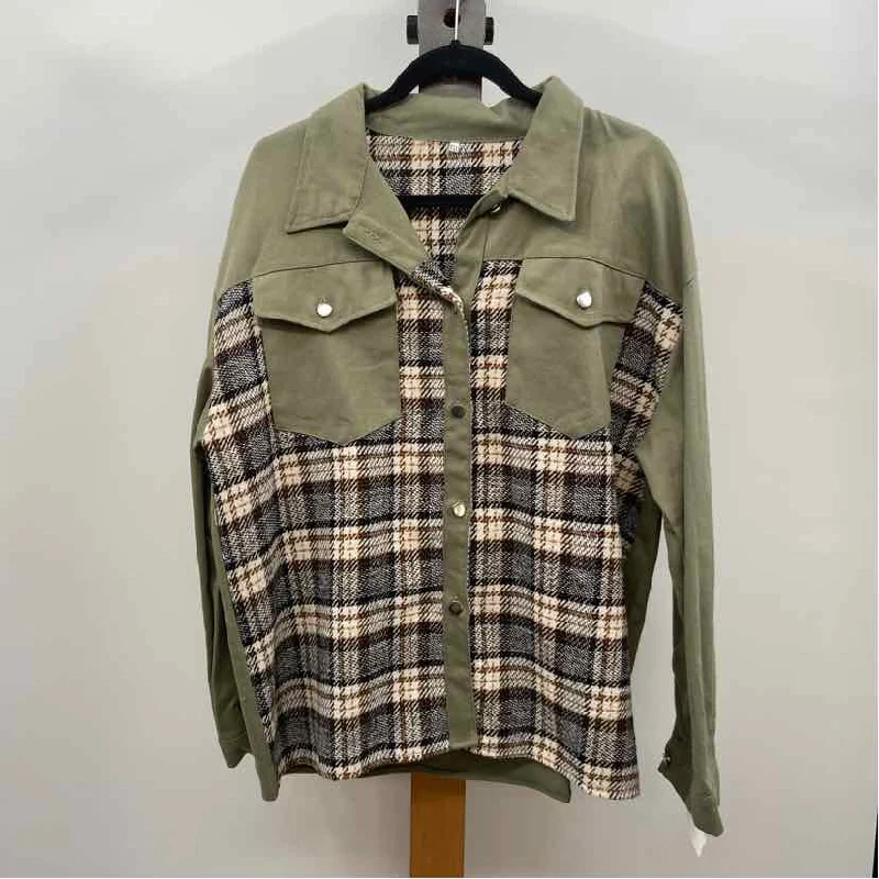 Unbranded Women's Size 2X Green Plaid Jacket