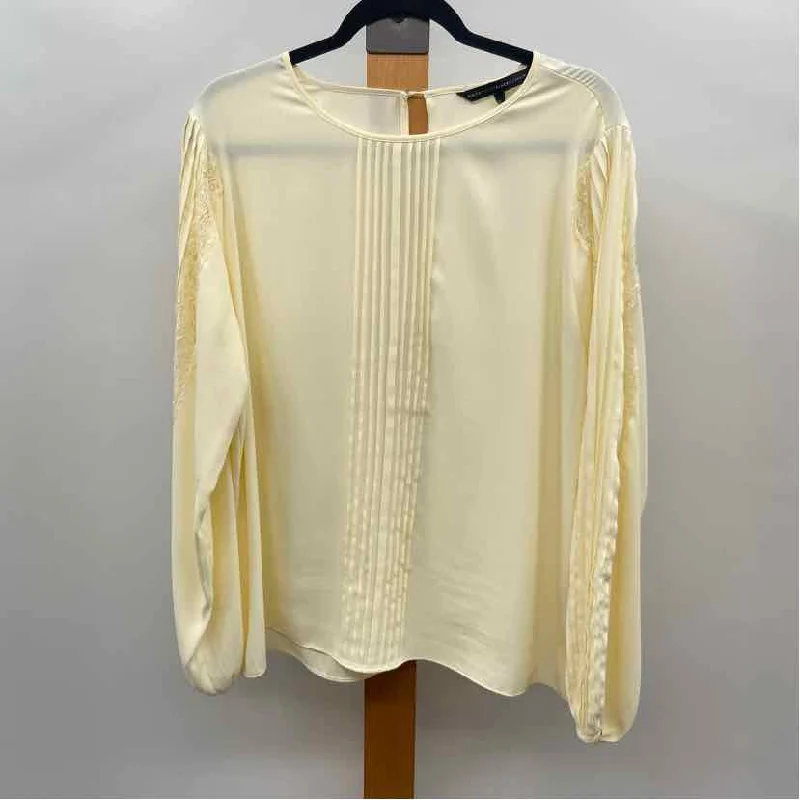 White House Black Market Women's Size XL Yellow Solid Long Sleeve Shirt