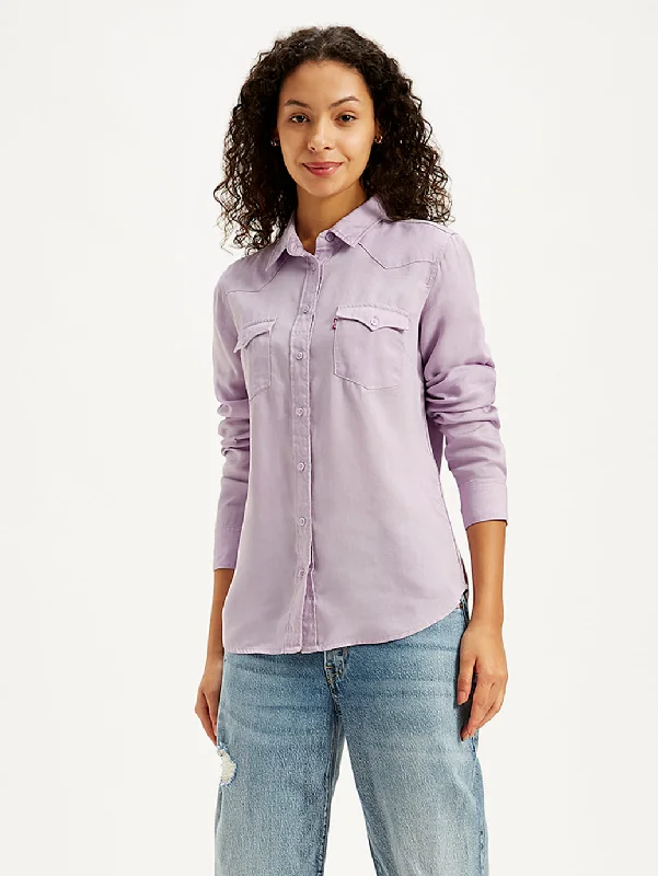 Women's Solid Regular Fit Denim Shirt