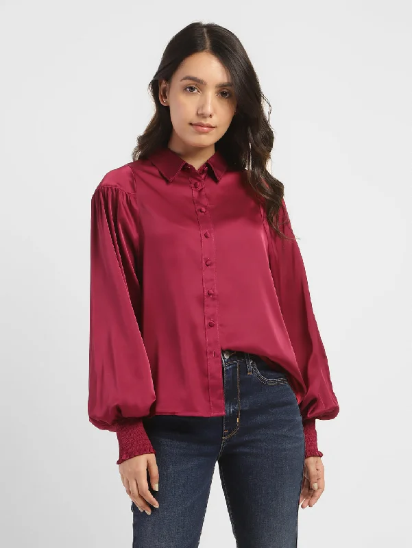 Women's Solid Spread Collar Shirt