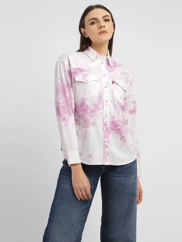 Women's Tie -Dye Spread Collar Shirt