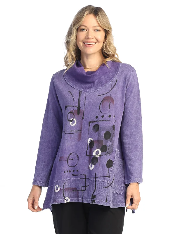 Jess & Jane “Scribbles” Cowl-Neck Knit Tunic - M74-2025