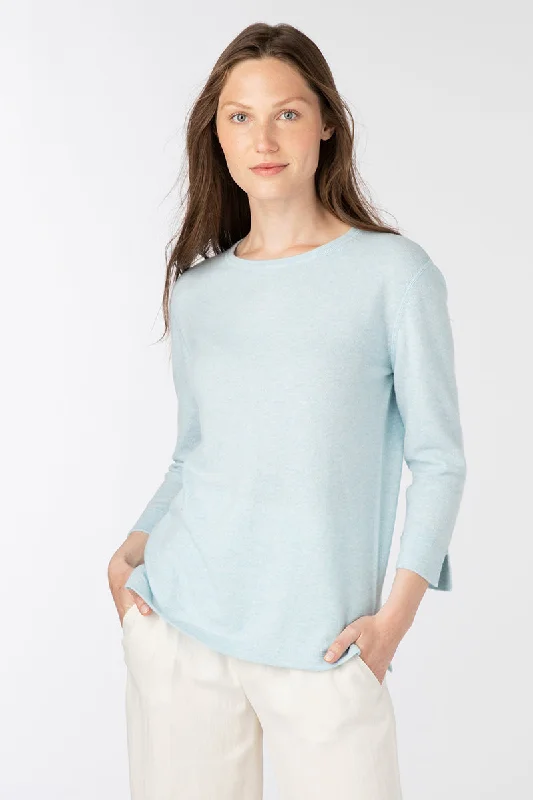 Kinross Cashmere Three Qtr Sleeve Crew