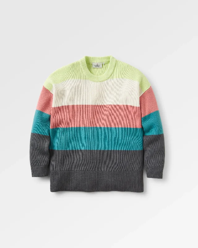 Moments Oversized Organic Knitted Sweater - Lime Multi Stripe