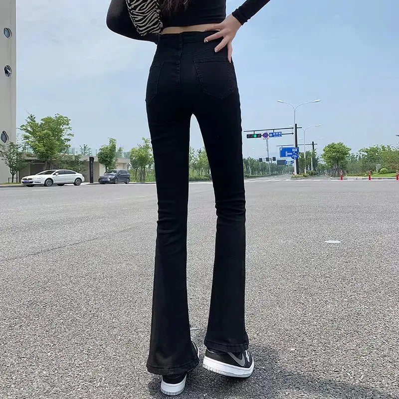 Amy Fashion - Blue Vintage Quality Fashion Straight Women Pant Woman High Waist Denim Pants Wide Leg Denim Clothing Jean