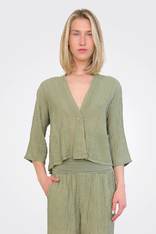 Half Sleeve Texture Jacket - Green Water