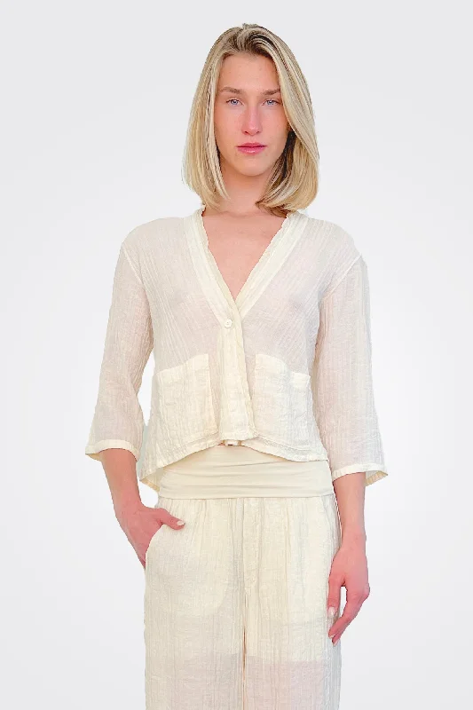 Half Sleeve Texture Jacket - Ivory