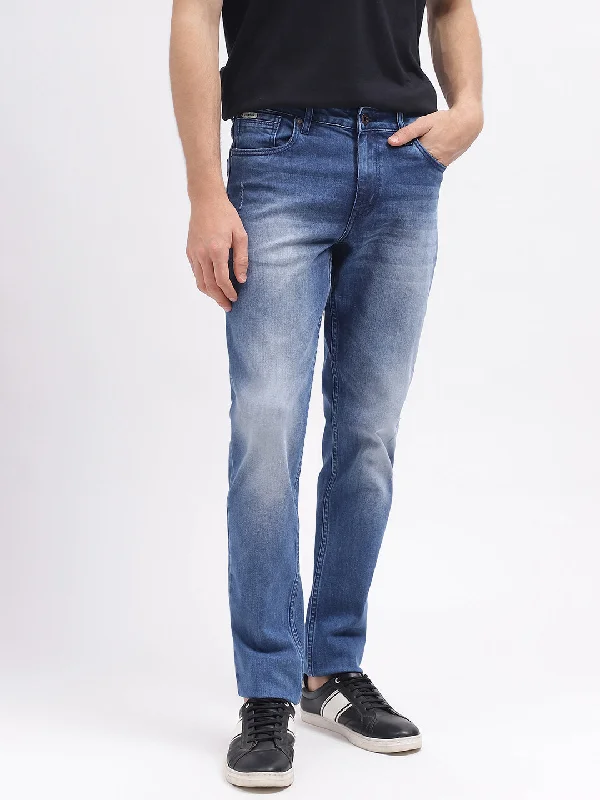 Lindbergh Men Blue Solid Tapered Fit Mid-Rise Jeans