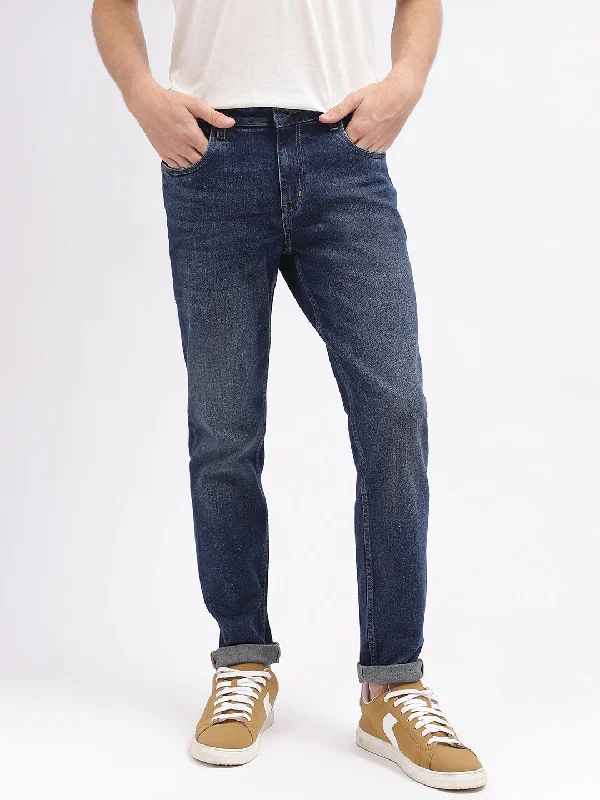 Lindbergh Men Blue Solid Slim Fit Mid-Rise Jeans