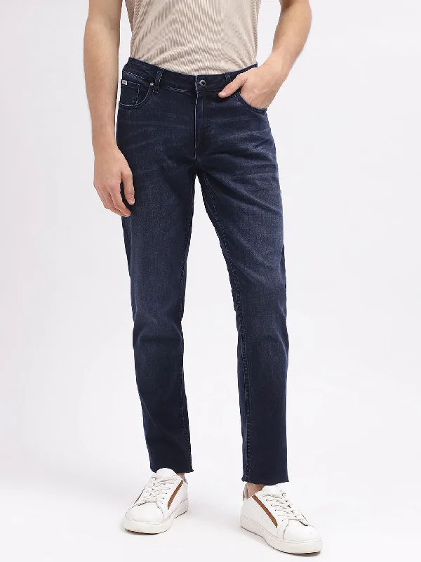 Lindbergh Men Blue Solid Tapered Fit Mid-Rise Jeans