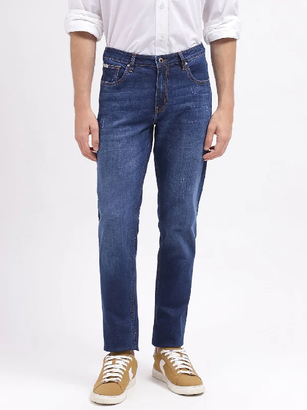 Lindbergh Men Blue Solid Tapered Fit Mid-Rise Jeans