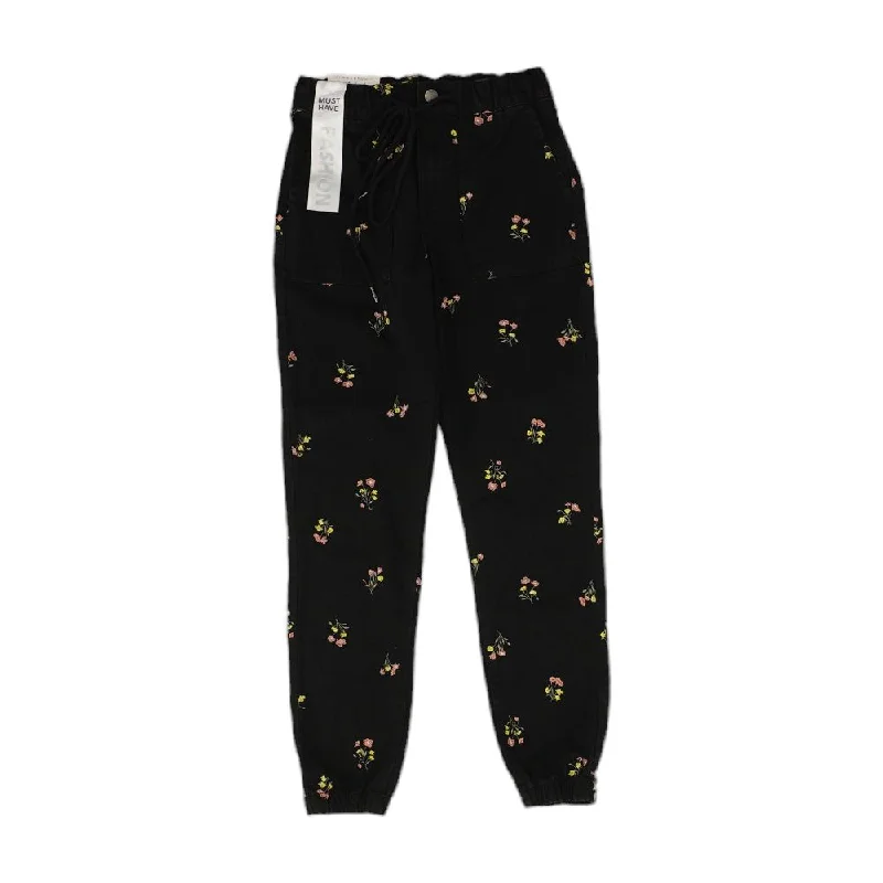 Black Floral Joggers Pants