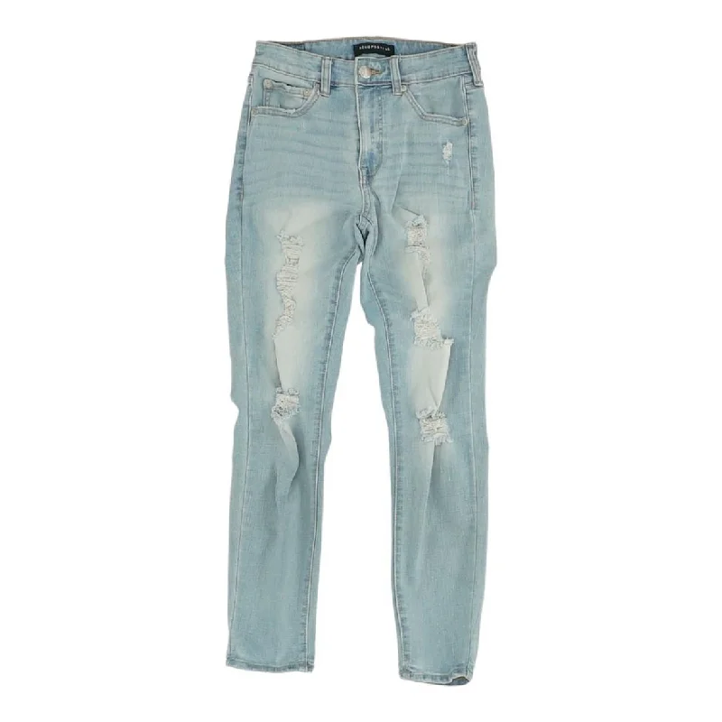 Blue Solid High Rise Jeans