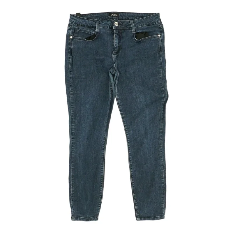 Blue Solid Skinny Leg Jeans