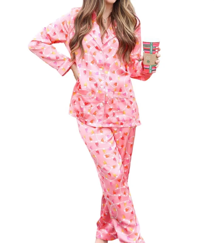 Hang The Lights Pajama Set In Pink