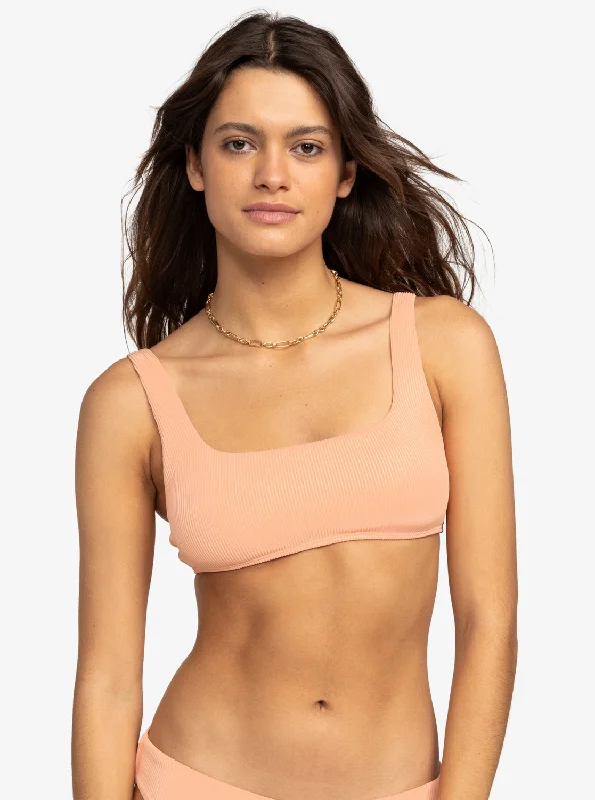 Rib Roxy Love The Glassy Bikini Top - Salmon