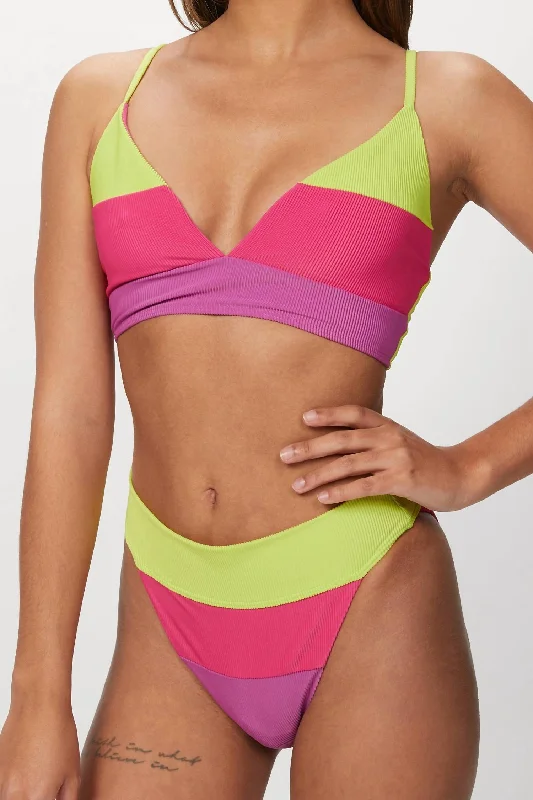 Riza Top In Lime Punch Colorblock