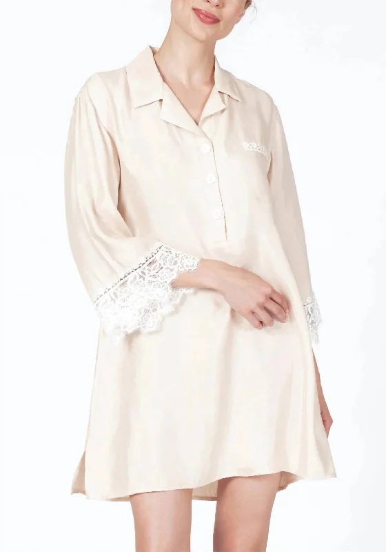 Rosey Sleep Shirt In Champagne