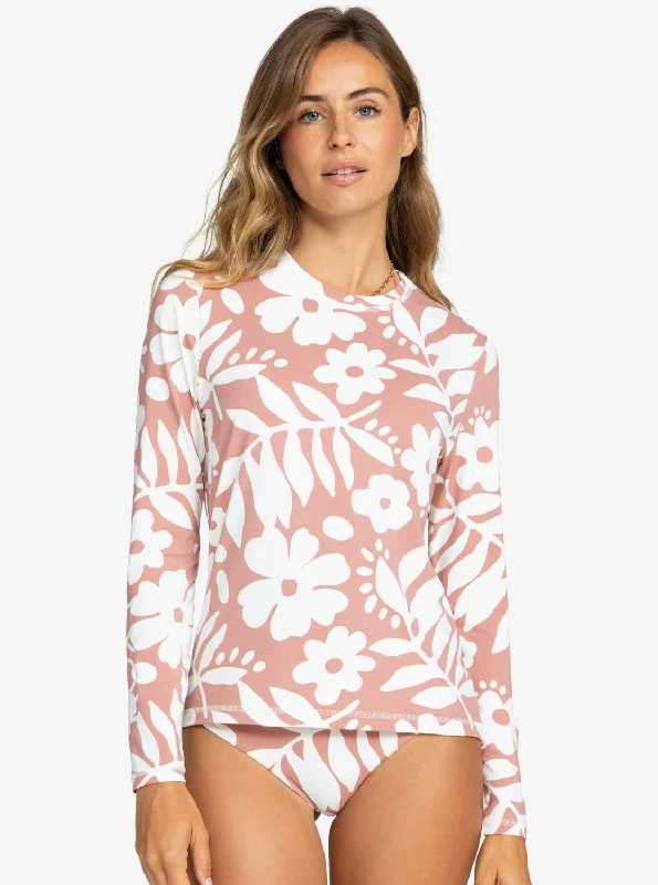 Sea Skippin Printed Long Sleeve Rashguard - Ash Rose Botanical Stencil