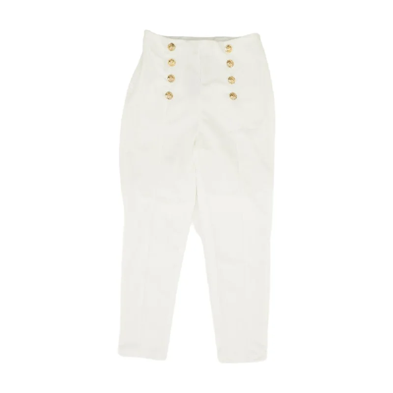 White Solid Dress Pants