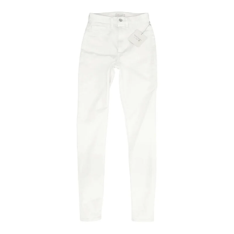 White Solid High Rise Skinny Leg Jeans