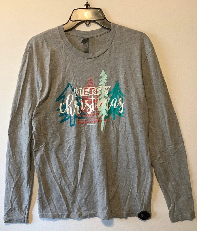 Top Long Sleeve By Next Level In Grey, Size: L