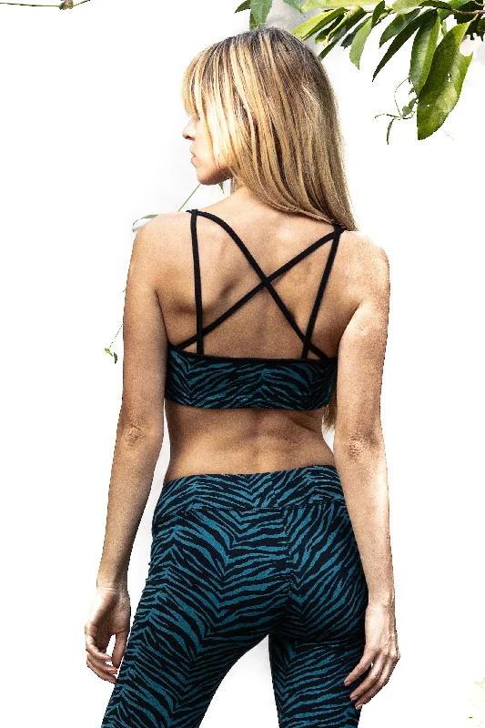 Zebra Cross Back Bra - Tosca Black