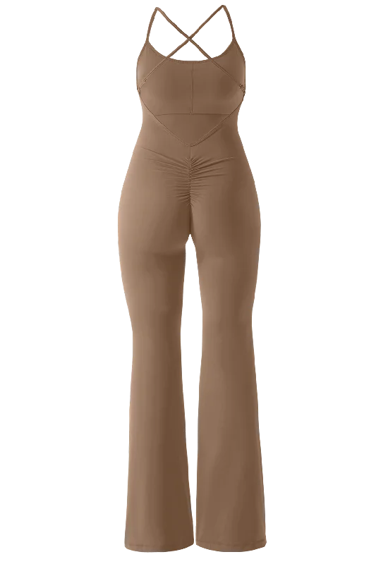 Backcross Seamed Flared Leg Jumpsuit