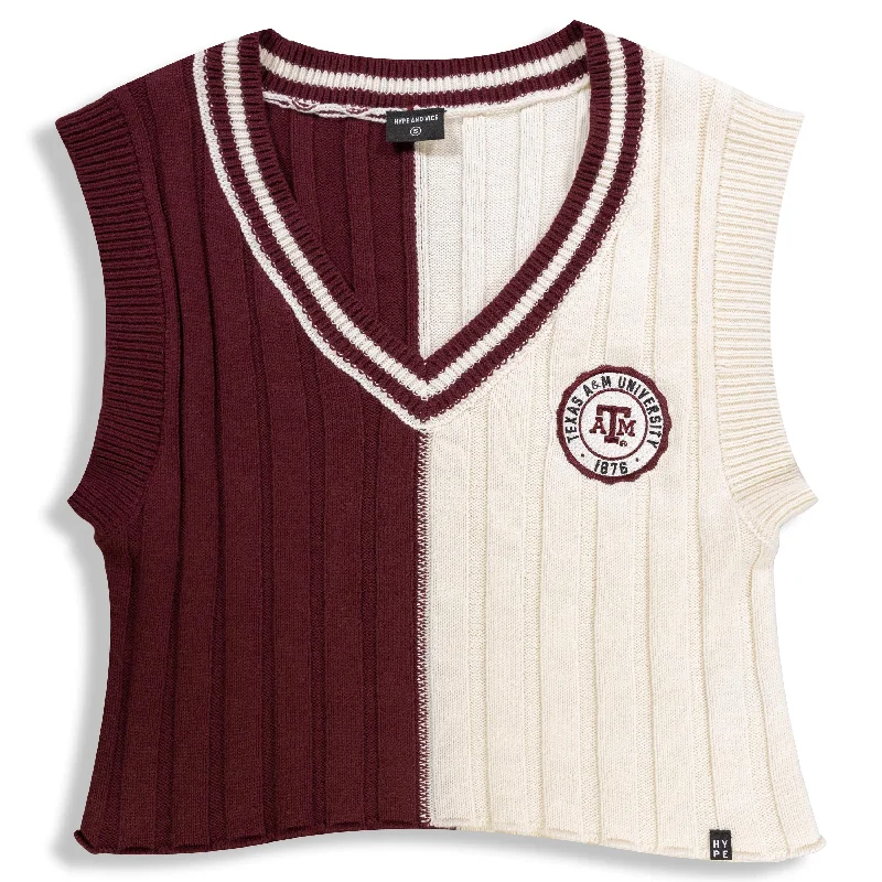 Texas A&M University Dark Maroon & Cream Chloe Knit Vest Top