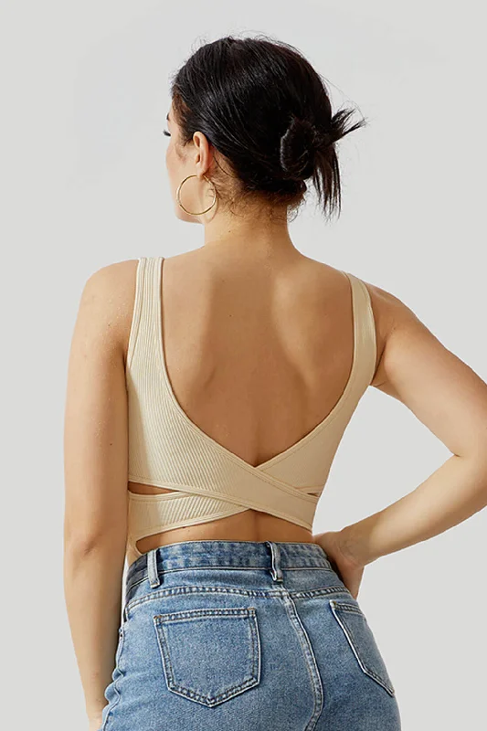 Openback Crossing Seamless Bodysuit