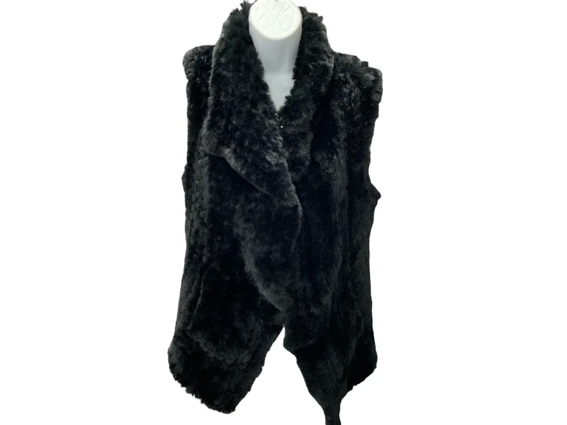 TAHARI FAUX FUR VEST BLK XS