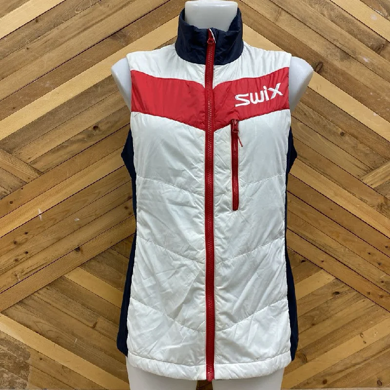 Swix- insulated Vest- MSRP compared $189: Navy white Red -women-MD