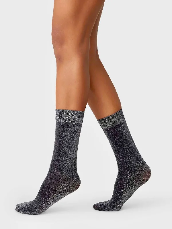 Ines Shimmery Socks - Black