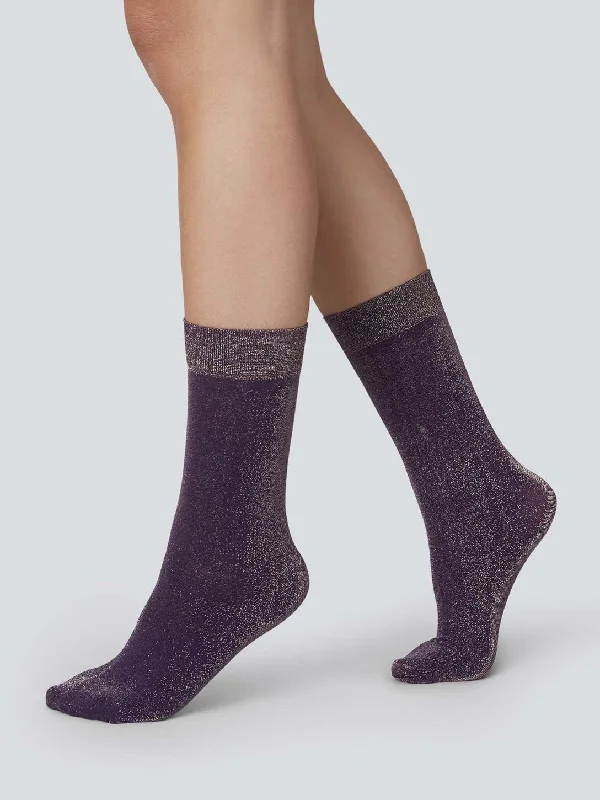 Ines Shimmery Socks - Plum